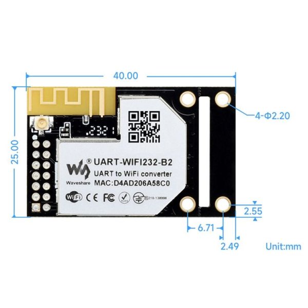 Waveshare 25116 UART to WiFi And Ethernet Module, Integrated 802.11b / g / n Module - Image 3