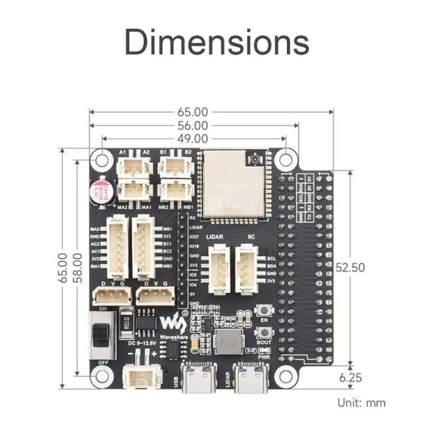 Waveshare 23730 ESP32 Multi-Functional General Driver Board For Robots, Supports WIFI / Bluetooth / ESP-NOW - Image 3