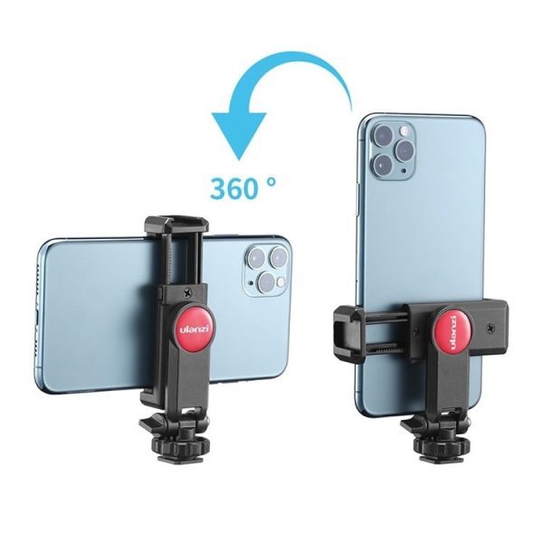 Ulanzi ST-06 Adjustable Phone Holder Tripod Mount Camera Hot Shoe Smartphone Clamp (Black) - Image 2