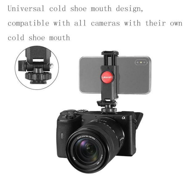 Ulanzi ST-06 Adjustable Phone Holder Tripod Mount Camera Hot Shoe Smartphone Clamp (Black) - Image 6