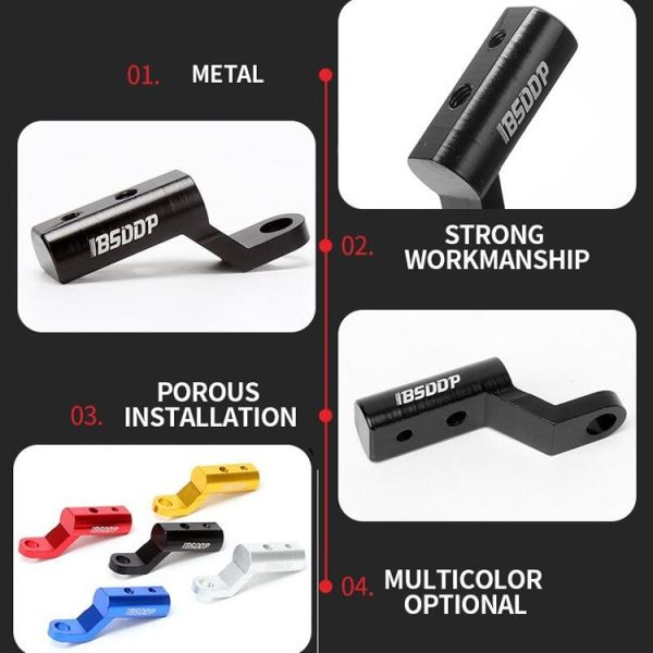 BSDDP B05031 Electric Vehicle Motorcycle Modified Bracket Headlights Rearview Mirror Multi-Function Aluminum Alloy Expansion Holder (Black) - Image 6