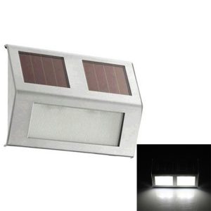 2 LEDs Solar Powered Light Sensor Control IP44 Waterproof LED Wall Lamp Outdoor Patio Yard Pathway Garden Stairs Step Night Security Lighting (White Light)