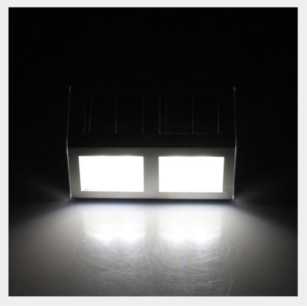 2 LEDs Solar Powered Light Sensor Control IP44 Waterproof LED Wall Lamp Outdoor Patio Yard Pathway Garden Stairs Step Night Security Lighting (White Light) - Image 7