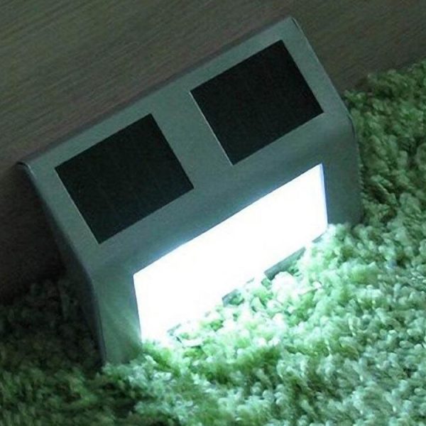 2 LEDs Solar Powered Light Sensor Control IP44 Waterproof LED Wall Lamp Outdoor Patio Yard Pathway Garden Stairs Step Night Security Lighting (White Light) - Image 8