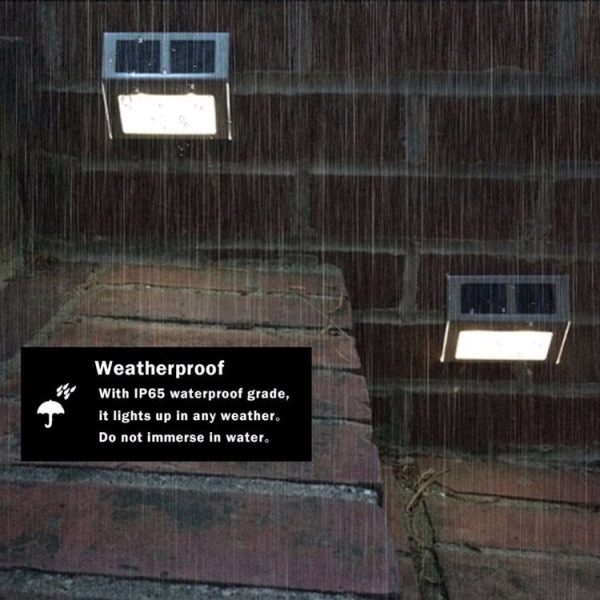 2 LEDs Solar Powered Light Sensor Control IP44 Waterproof LED Wall Lamp Outdoor Patio Yard Pathway Garden Stairs Step Night Security Lighting (White Light) - Image 9