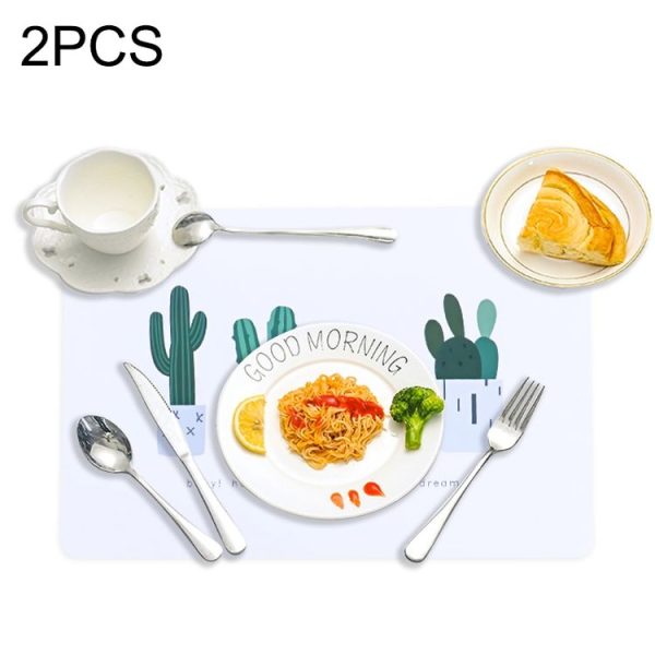 2 PCS Creative Insulation Pad Table Mat Western Table Nordic Cushion Waterproof Plate Bowl Cup Home Mat (Cactus)