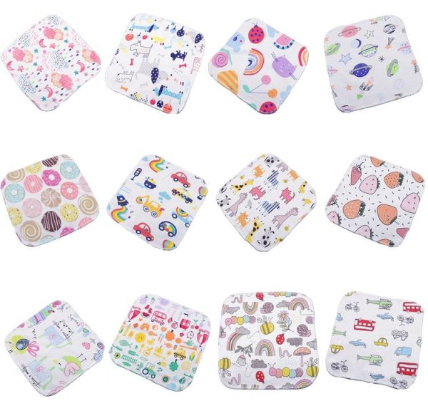 10 PCS Baby Cotton Saliva Handkerchief Cartoon Small Square Face Towel Color Random Delivery (Color Mixture) - Image 2