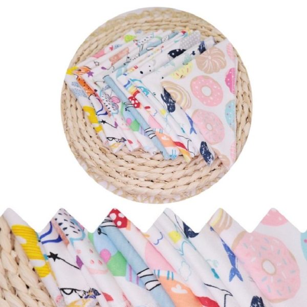 10 PCS Baby Cotton Saliva Handkerchief Cartoon Small Square Face Towel Color Random Delivery (Color Mixture) - Image 5
