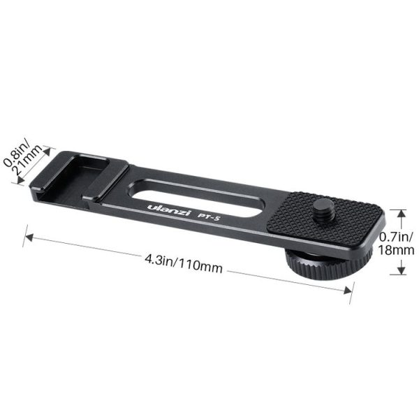 Ulanzi PT-5 For Sony A6400 Vlogging Microphone Mount Stand Extension Bar Plate with 1 / 4 inch Screw Mount Cold Shoe (PT-5) - Image 3