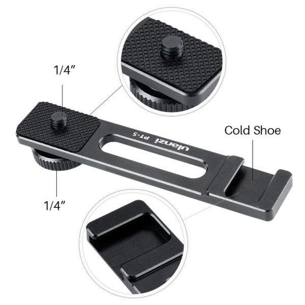 Ulanzi PT-5 For Sony A6400 Vlogging Microphone Mount Stand Extension Bar Plate with 1 / 4 inch Screw Mount Cold Shoe (PT-5) - Image 4