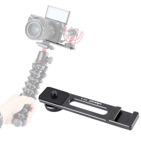 Ulanzi PT-5 For Sony A6400 Vlogging Microphone Mount Stand Extension Bar Plate with 1 / 4 inch Screw Mount Cold Shoe (PT-5) - Image 5
