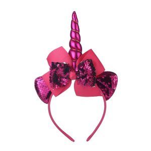 2 PCS F036 Cartoon Headband Children Birthday Festival Party Hair Accessories (Rose Red)