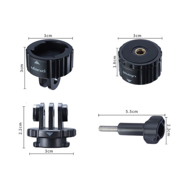 Ulanzi GP-4 4 In 1 Quick Release Magnetic Mount Adapter Kit for GoPro Hero11 Black / HERO10 Black / 9 Black / 8 Black / 7 / 6 / 5 / 5 Session / 4 Session / 4 / 3+ / 3 / 2 / 1, DJI Osmo Action and Other Action Cameras (Black) - Image 2