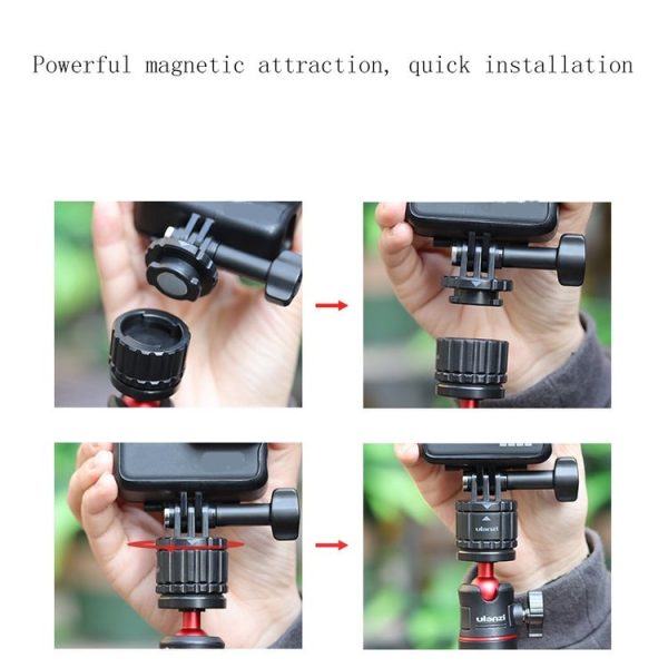 Ulanzi GP-4 4 In 1 Quick Release Magnetic Mount Adapter Kit for GoPro Hero11 Black / HERO10 Black / 9 Black / 8 Black / 7 / 6 / 5 / 5 Session / 4 Session / 4 / 3+ / 3 / 2 / 1, DJI Osmo Action and Other Action Cameras (Black) - Image 5