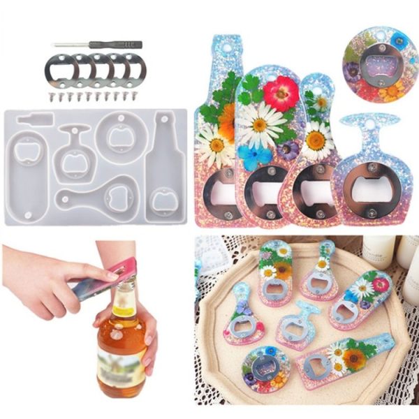 DIY Crystal Resin Drip Beer Wrench Mold Opener Silicone Mold, Specification: Mold - Image 2
