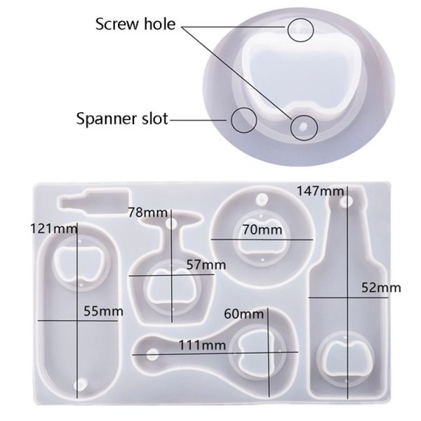 DIY Crystal Resin Drip Beer Wrench Mold Opener Silicone Mold, Specification: Mold - Image 5