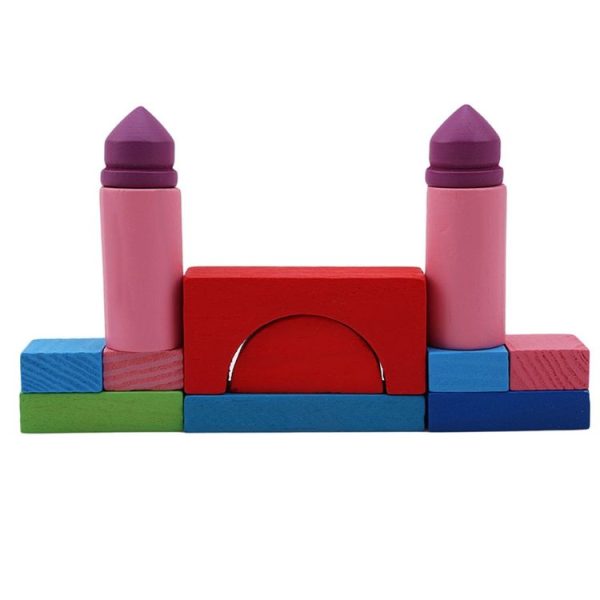 Wooden Mini Castle Building Blocks Geometric Cognition Children Early Education Toys - Image 4