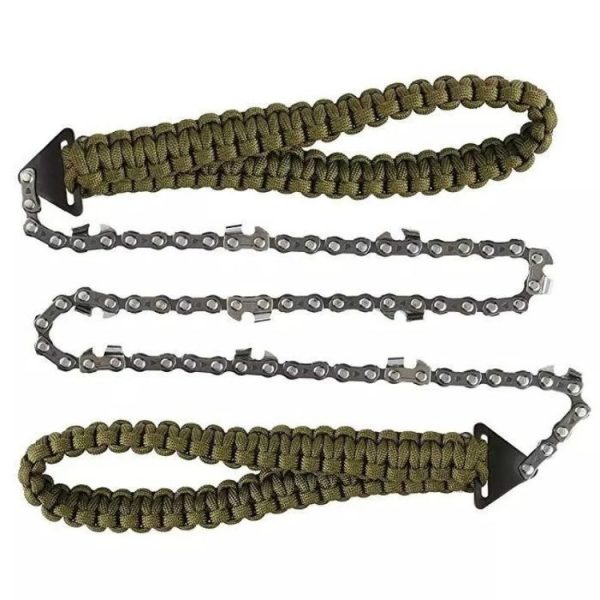 Outdoor Sports Hand Chainsaws Braided Umbrella Rope Camping Survival Pocket Saw (Military Green) - Image 2