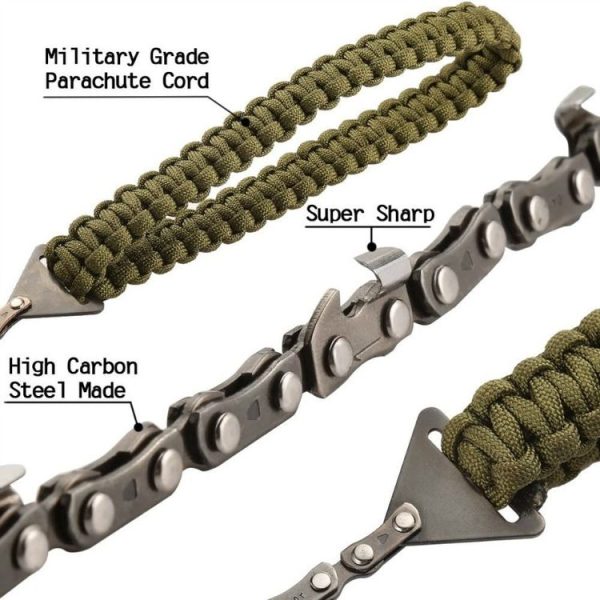 Outdoor Sports Hand Chainsaws Braided Umbrella Rope Camping Survival Pocket Saw (Military Green) - Image 4