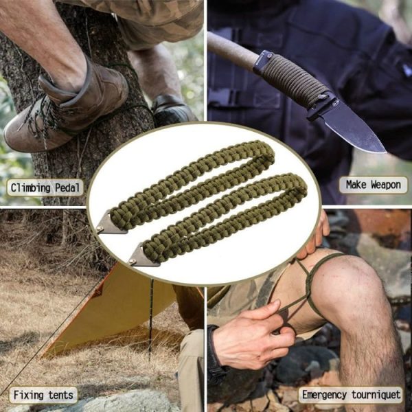 Outdoor Sports Hand Chainsaws Braided Umbrella Rope Camping Survival Pocket Saw (Military Green) - Image 5