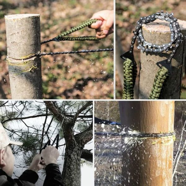 Outdoor Sports Hand Chainsaws Braided Umbrella Rope Camping Survival Pocket Saw (Military Green) - Image 6