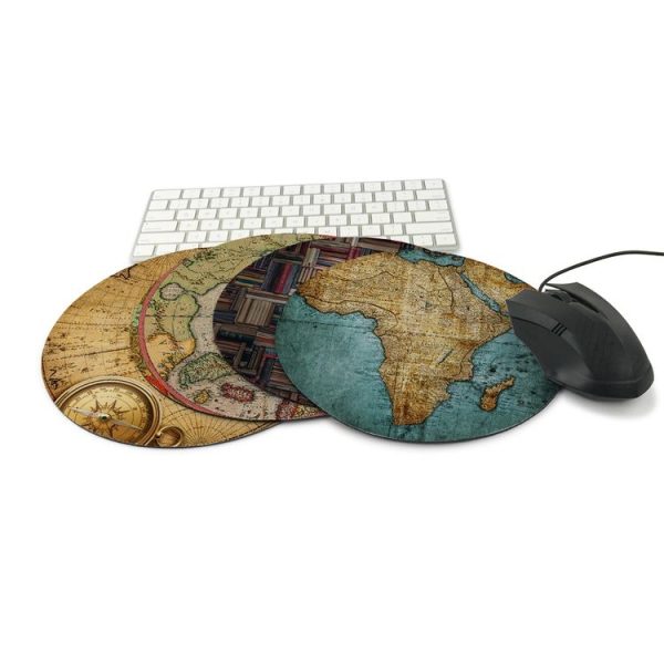 3 PCS Retro Map Round Mouse Pad Game Office Non-Slip Mat, Specification: Not Overlocked 220 x 220mm (Pattern 3) - Image 2