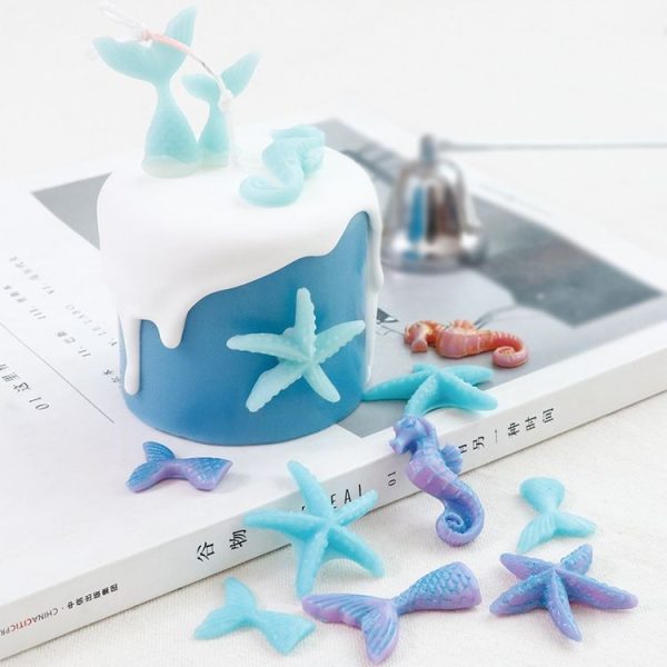 Ocean Series Big And Small Fishtail Starfish Seahorse DIY Baking Liquid Silicone Mold (Pink) - Image 6