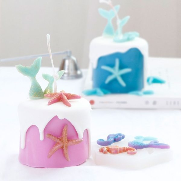 Ocean Series Big And Small Fishtail Starfish Seahorse DIY Baking Liquid Silicone Mold (Pink) - Image 7