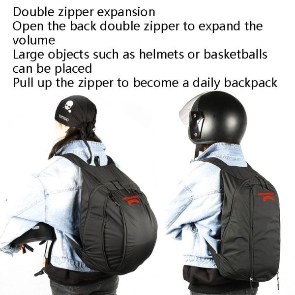 MESOROCK MTXB1015 Motorcycle Riding Helmet Bag Nylon Waterproof Backpack (Black) - Image 5