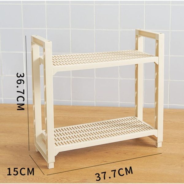 Kitchen Spice Multi-function Rack Adjustable Seasoning Bottle Storage Rack Bathroom Shelf Triple Layer (Khaki) - Image 7