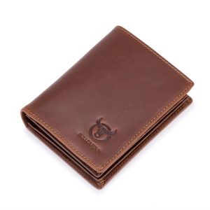 BULL CAPTAIN 027 Men Short Anti-Theft Wallet Leather Multi-Card Thicken Wallet, Colour: Brown