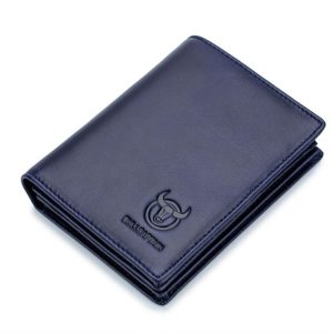 BULL CAPTAIN 027 Men Short Anti-Theft Wallet Leather Multi-Card Thicken Wallet, Colour: Blue