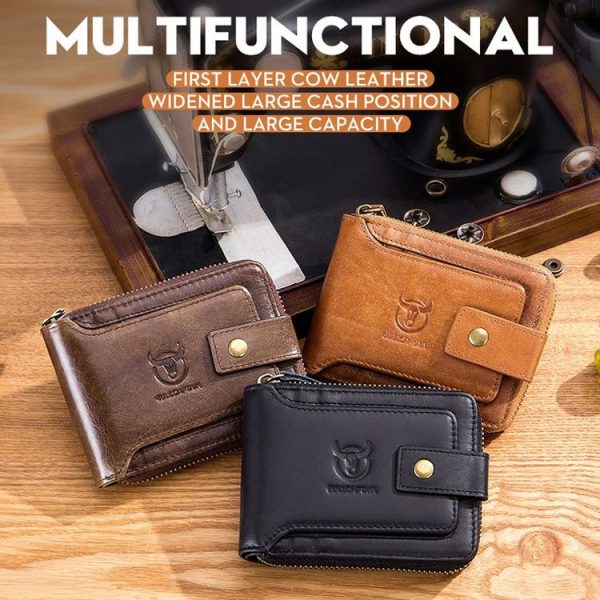 BUFF CAPTAIN 231 First Layer Cowhide Zipper Wallet Horizontal Leather Multiple-Card Thicken Album Wallet (Brown) - Image 2