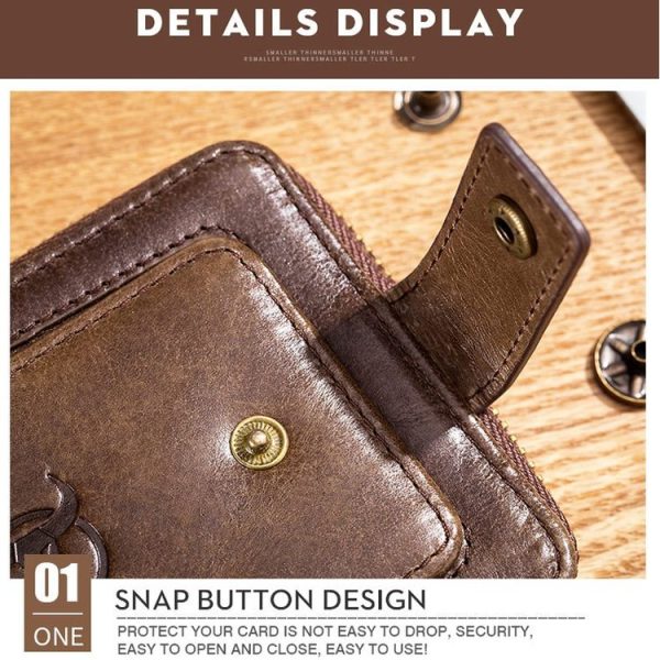 BUFF CAPTAIN 231 First Layer Cowhide Zipper Wallet Horizontal Leather Multiple-Card Thicken Album Wallet (Brown) - Image 4