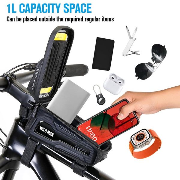 WILD MAN M20 Outdoor Cycling Bicycle Phone Touch Screen Waterproof Front Beam Bag (Black) - Image 3