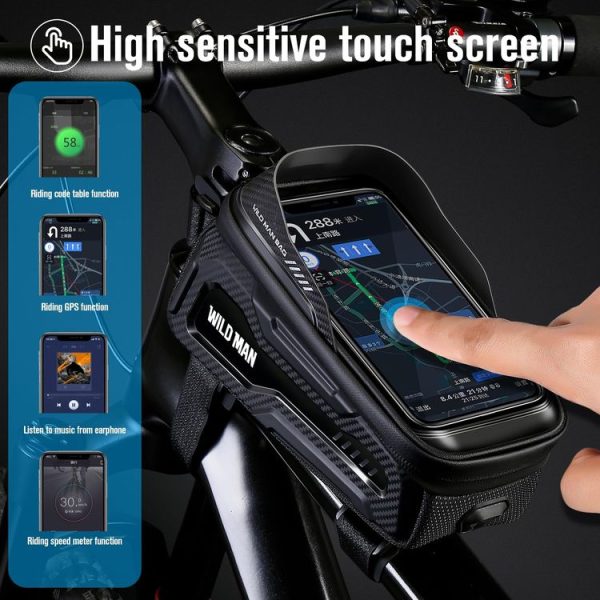 WILD MAN M20 Outdoor Cycling Bicycle Phone Touch Screen Waterproof Front Beam Bag (Black) - Image 4