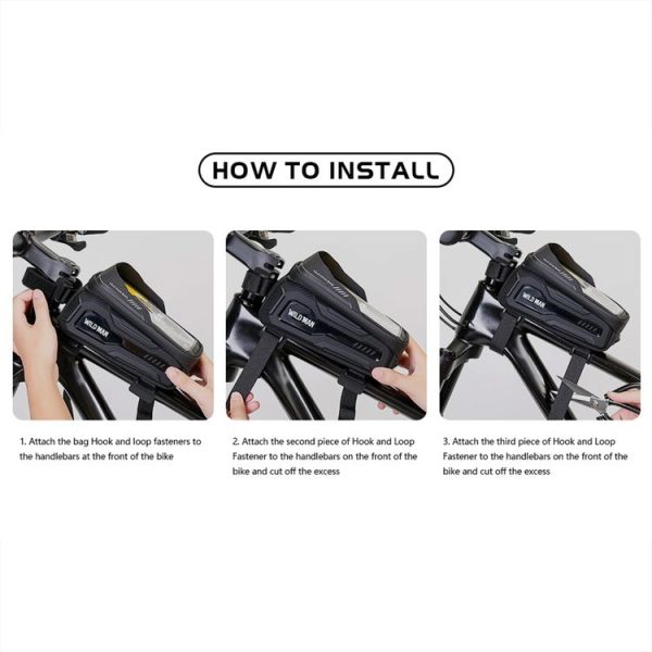 WILD MAN M20 Outdoor Cycling Bicycle Phone Touch Screen Waterproof Front Beam Bag (Black) - Image 9