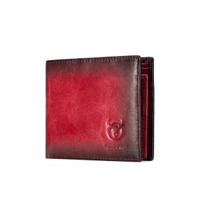 BULL CAPTAIN 05 Men Leather Wallet Anti-Theft Multi-Card Bit Soft Cowhide Wallet, Colour: Red