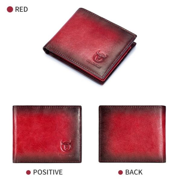 BULL CAPTAIN 05 Men Leather Wallet Anti-Theft Multi-Card Bit Soft Cowhide Wallet, Colour: Red - Image 2
