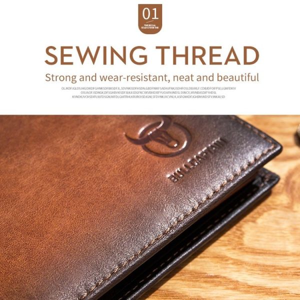 BULL CAPTAIN 05 Men Leather Wallet Anti-Theft Multi-Card Bit Soft Cowhide Wallet, Colour: Red - Image 5