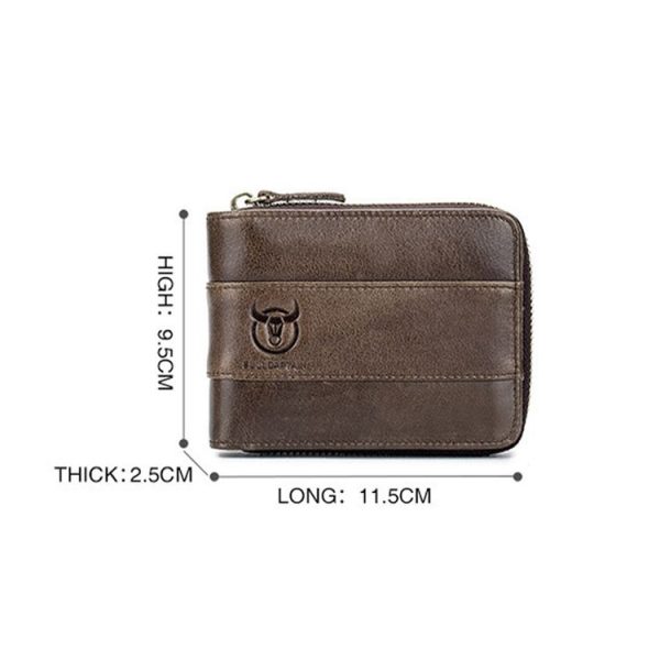 BULL CAPTAIN 025 Leather First-Layer Cowhide Wallet Multi-Function Card Tap Wallet (Black) - Image 3
