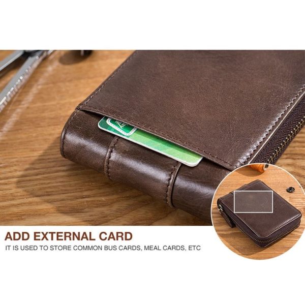 BULL CAPTAIN 025 Leather First-Layer Cowhide Wallet Multi-Function Card Tap Wallet (Black) - Image 7