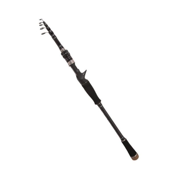 Carbon Telescopic Luya Rod Short Section Fishing Throwing Rod, Length: 2.4m (Curved Handle)