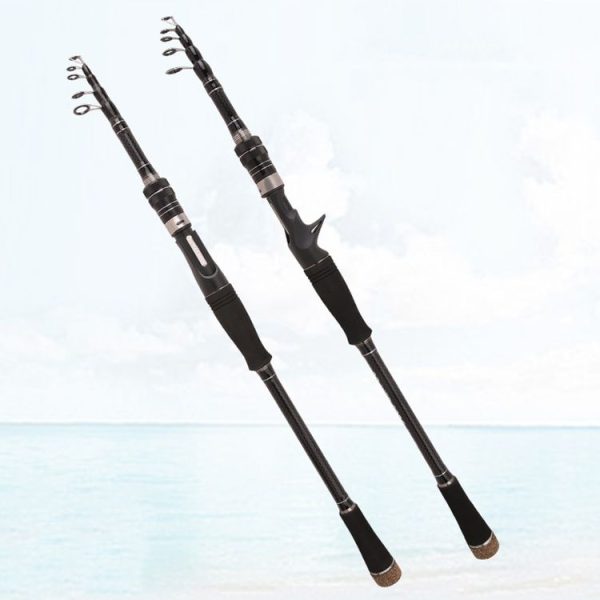 Carbon Telescopic Luya Rod Short Section Fishing Throwing Rod, Length: 3.6m (Curved Handle) - Image 2