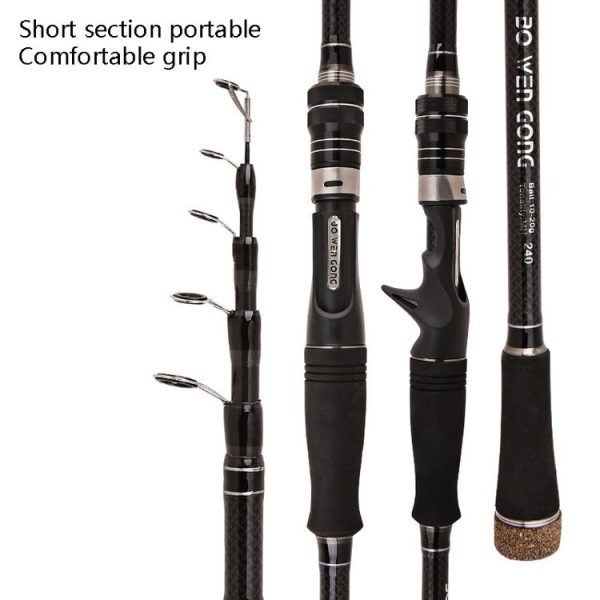 Carbon Telescopic Luya Rod Short Section Fishing Throwing Rod, Length: 3.6m (Curved Handle) - Image 3