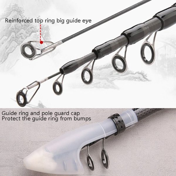 Carbon Telescopic Luya Rod Short Section Fishing Throwing Rod, Length: 3.6m (Curved Handle) - Image 5