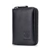 BULL CAPTAIN 05 Head Layer Leather Card Bag Men Casual Leather Driver License Card Package (Black)