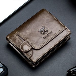 BULL CAPTAIN 037 First-Layer Cowhide Men Leather Wallet Driver License Coin Purse (Brown)