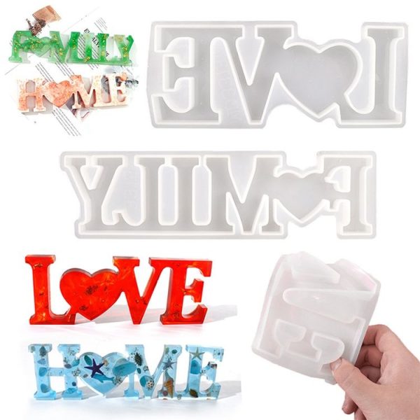 2 PCS DIY Crystal Epoxy Silicone Letter Mold (Anti-letter MD3302_Family Mold) - Image 3