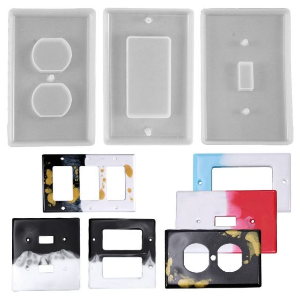 Crystal Epoxy Mirror Porous Socket Button Data Line Switch Panel Silicone Mold, Specification: Style Three - Image 3